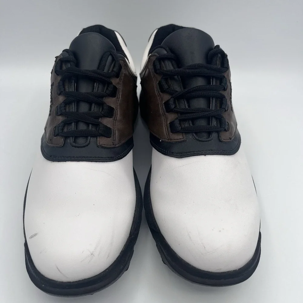 FootJoy GreenJoys Men's‎ Golf Shoes Size 9.5M White Brown Black Spiked